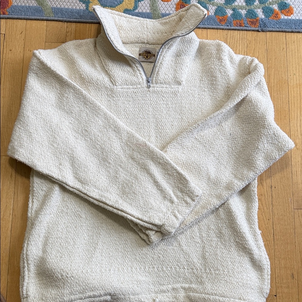 Men's Off-White Zip-Up Sweater